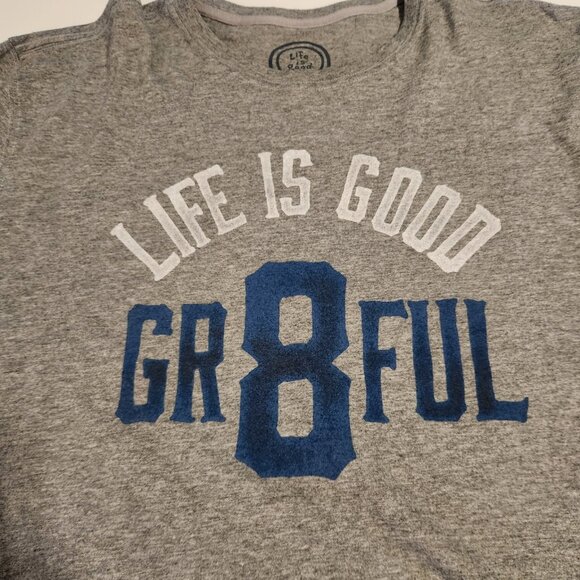 Life Is Good Long Sleeve T-Shirt "GR8FUL" Grateful Gray Heavyweight Mens XL - Picture 3 of 11